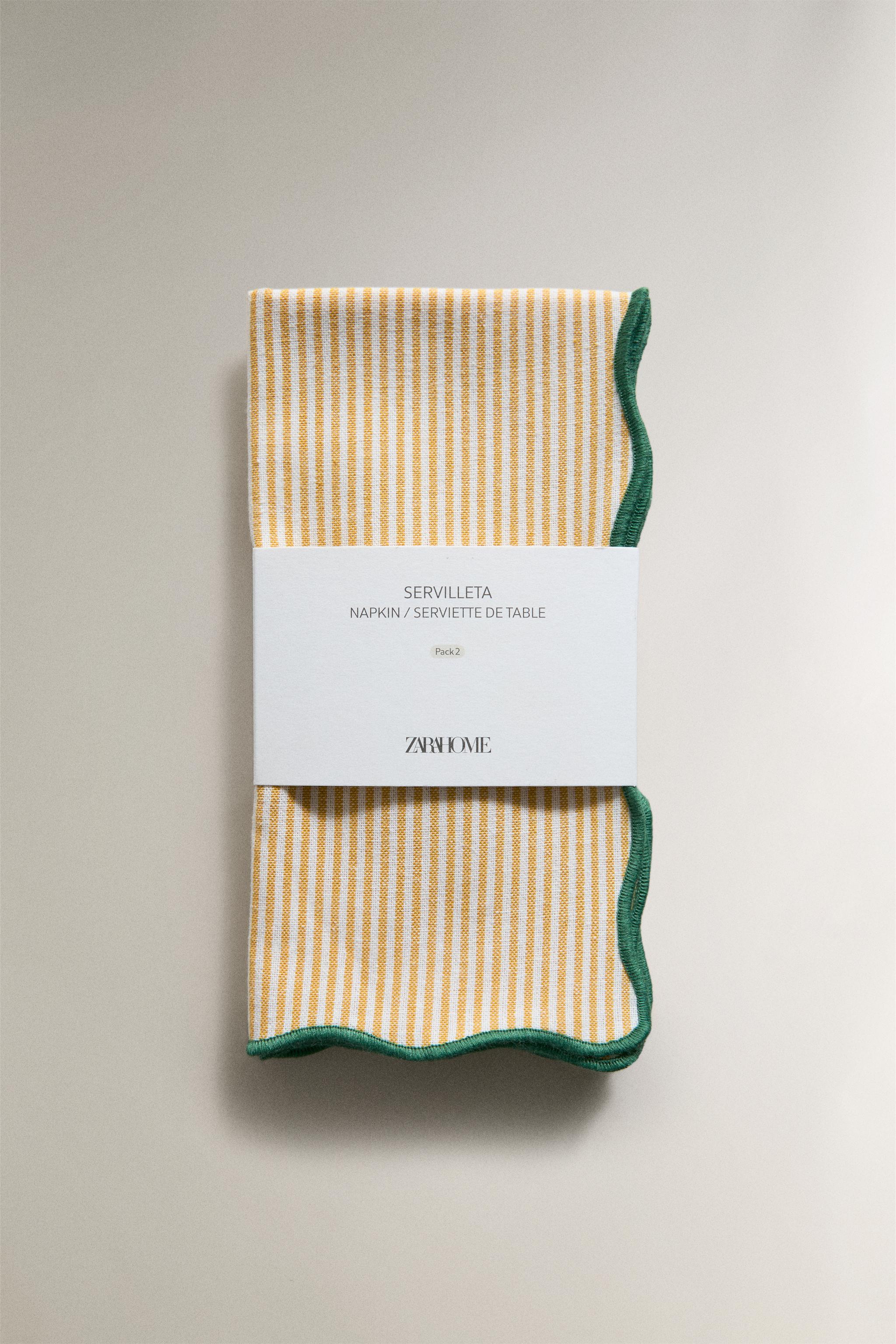 STRIPED NAPKINS WITH SCALLOPED EDGE (PACK OF 2)